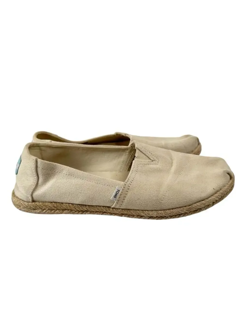 TOMS Alpargata Rope Espadrille Slip On Canvas Flats Beige Casual Shoes Size 8